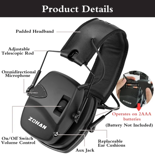 ZOHAN Electronic Shooting Ear Protection Headphone - Image 5