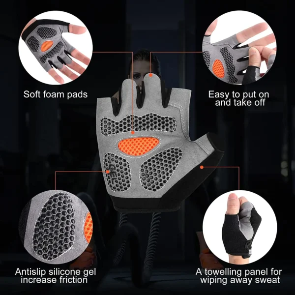 Gym Dumbbell & Half Finger Cycling Glove - Image 4